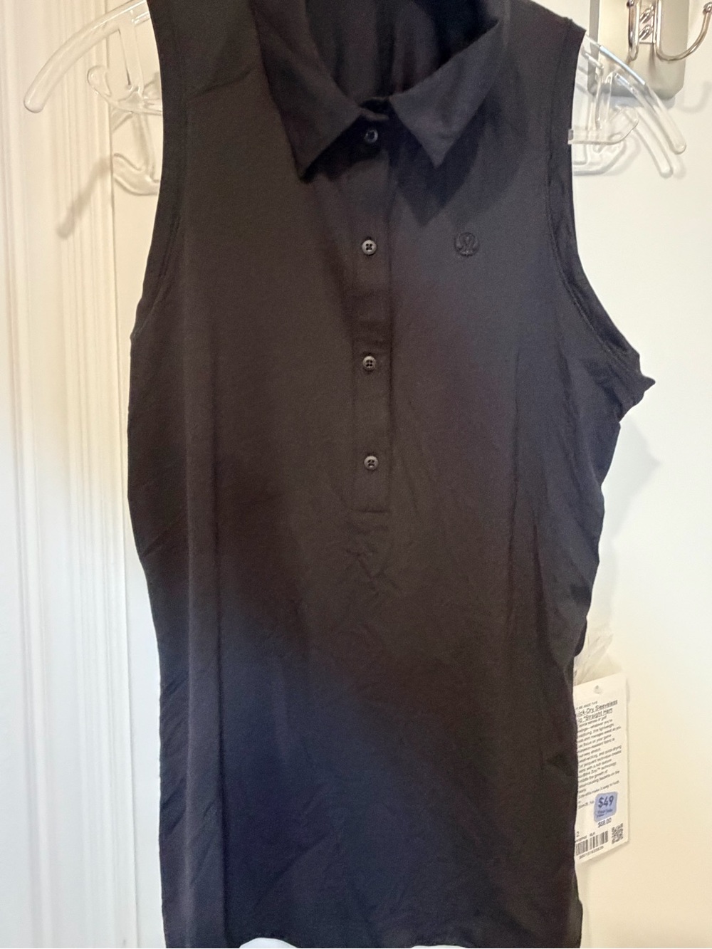 lululemon athletica Sleeveless Black Polo Crop Top